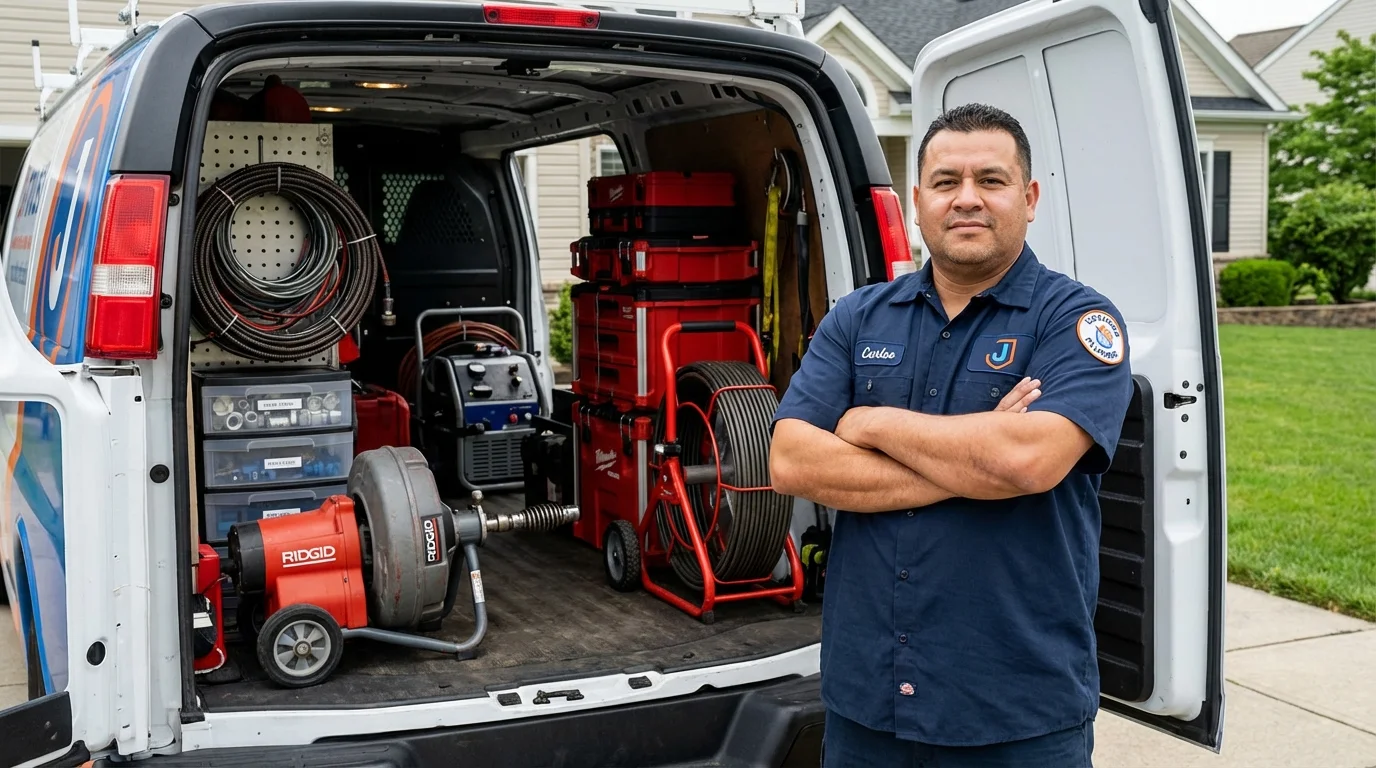 Professional drain cleaning equipment and Johns Plumbing LLC plumber in Albia